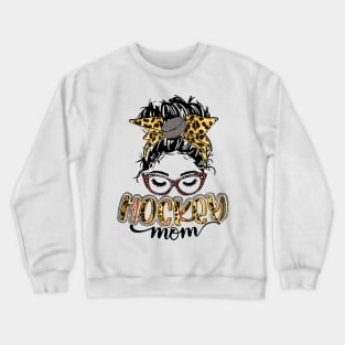 Hockey Mom Messy Bun   Hockey Mama Leopard Crewneck Sweatshirt